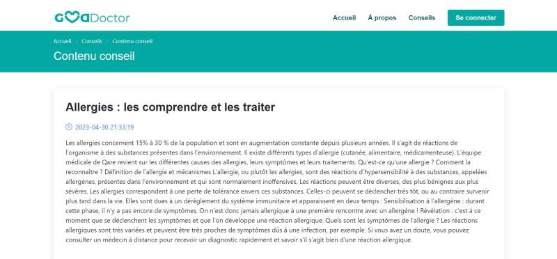 Blog de GoodDoctor - Application Web de visite médicale, de suivi de visite et de conseils médicaux - Baudelaire Gboyou